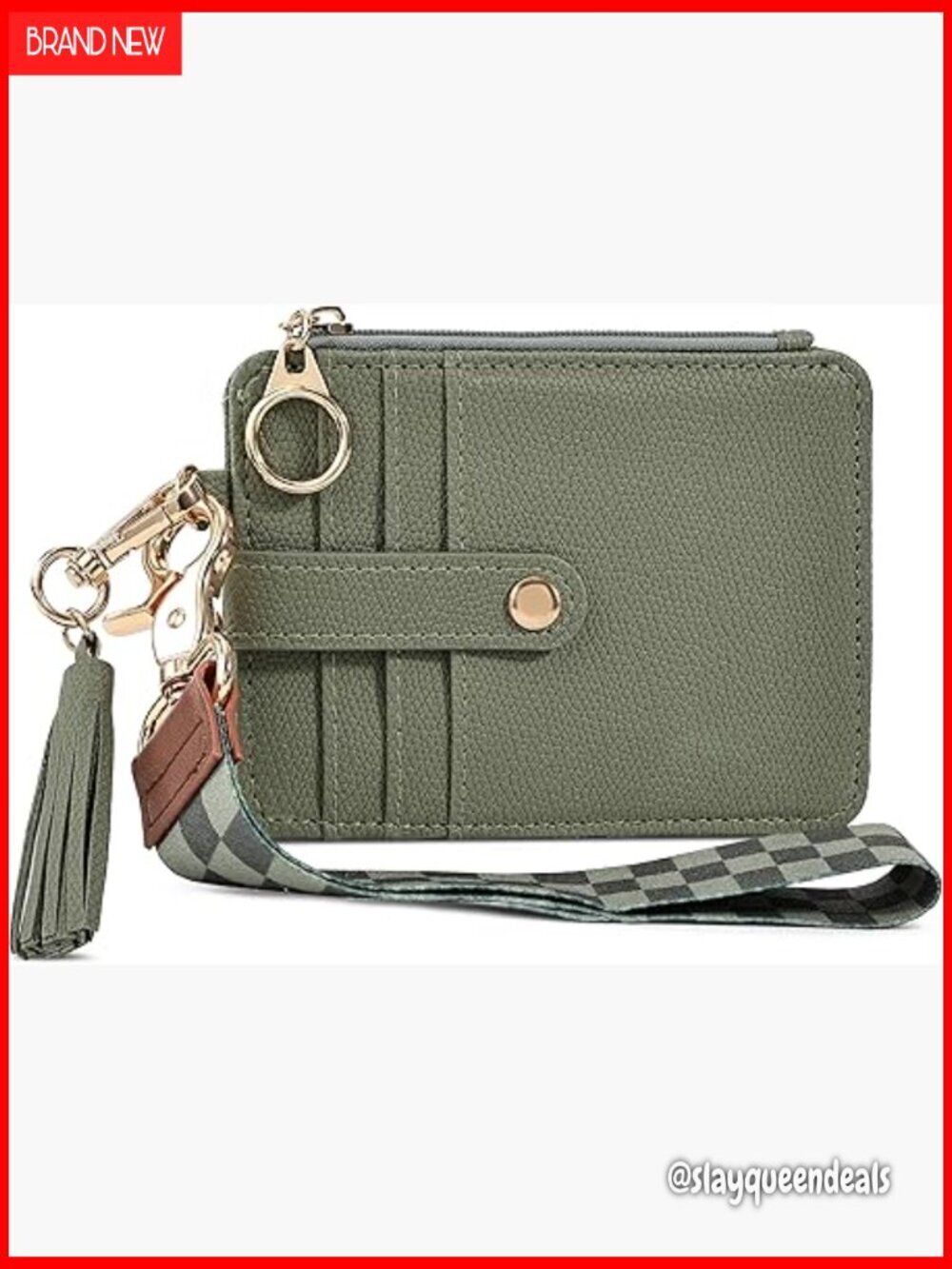 Slim Wristlet Keychain Wallet with RFID Blocking and ID Window
